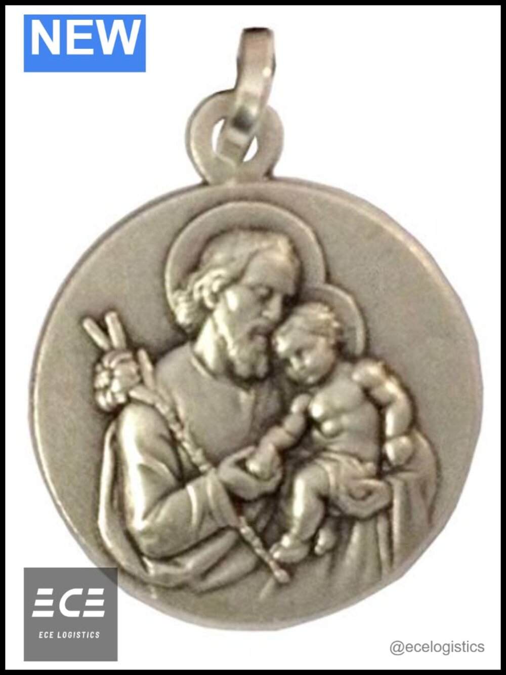 Sterling Silver Saint Joseph Medal Patron Saint Pendant